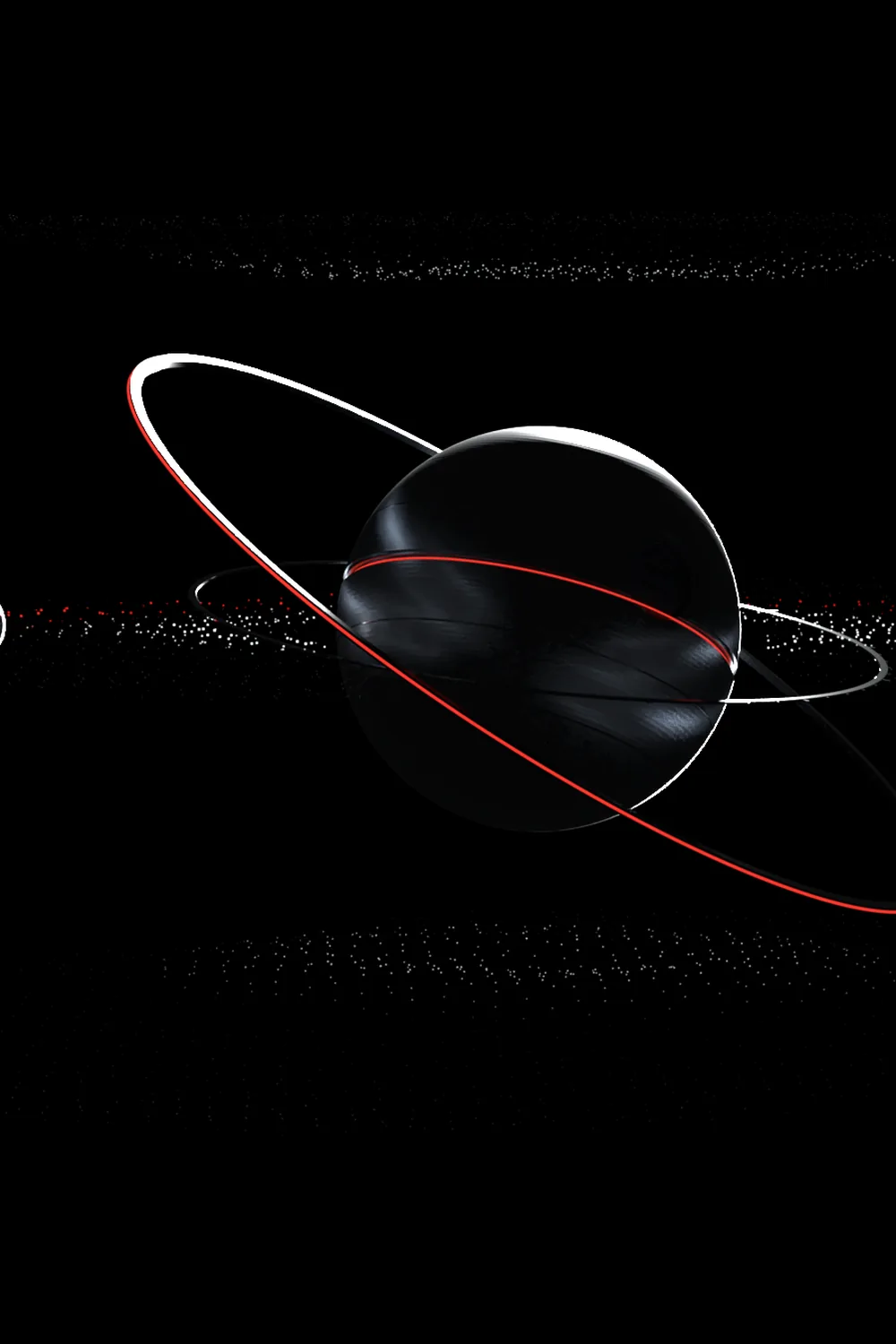 A planet with its red orbit, and a moon on the same ring.